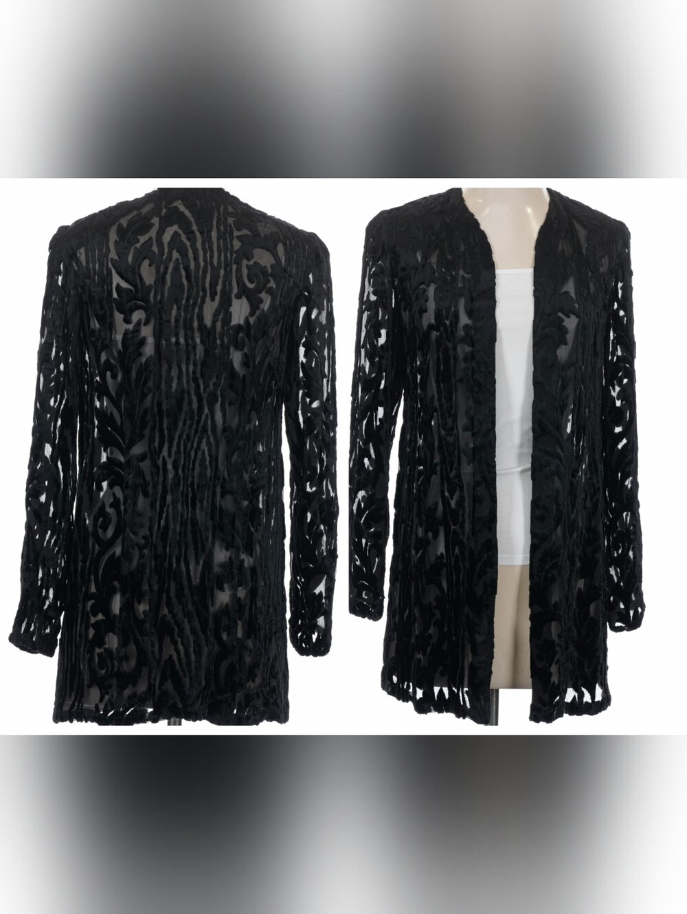 Zonda Nellis Silk Burnout Velvet Duster Top Jacket Sheer Whimisigoth Art Women S